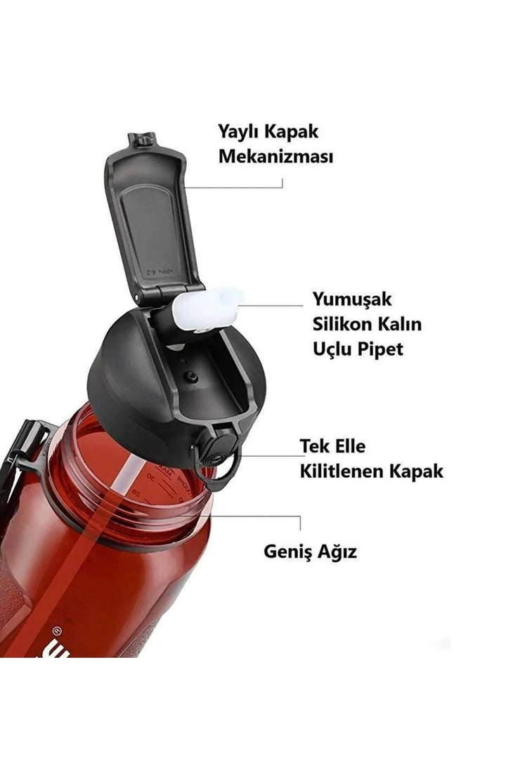 1000ml Pipetli Şeffaf Gövde Su Matarası - Şehir Online Mağazacılık
