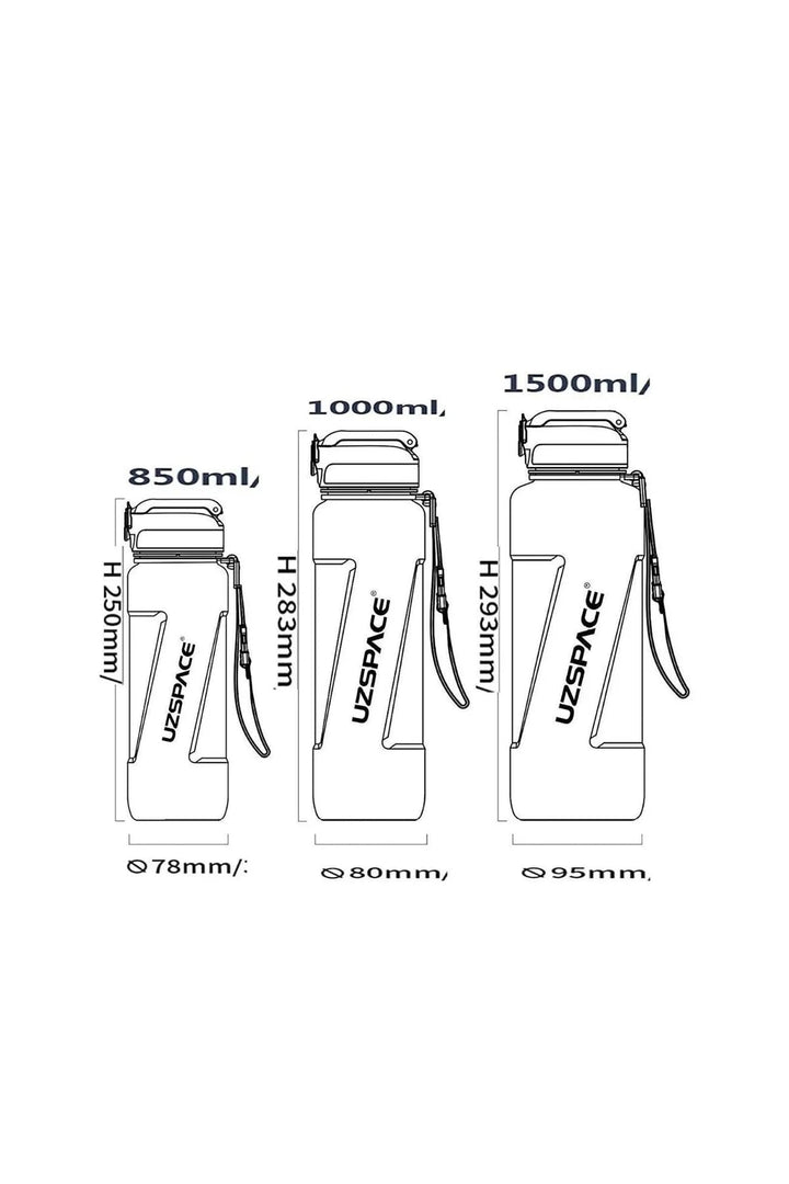 1000ml Pipetli Şeffaf Gövde Su Matarası - Şehir Online Mağazacılık