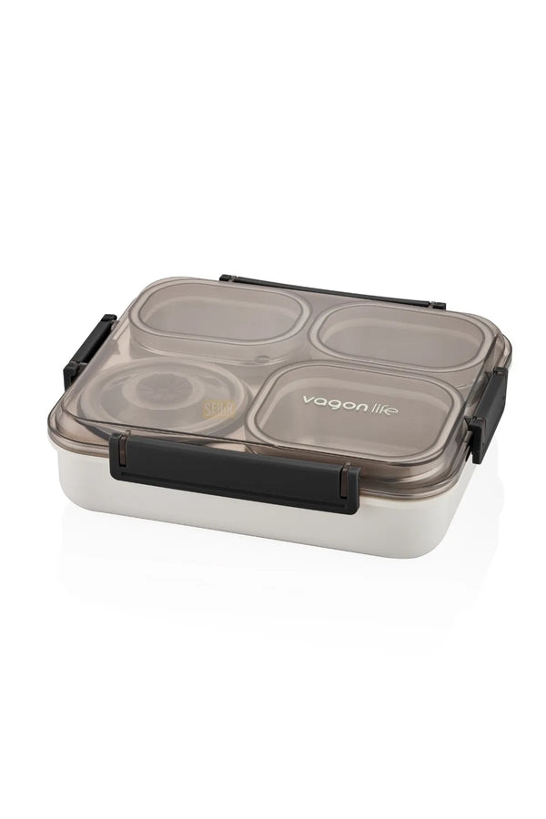 1200ml Lunchbox Tek Katlı 4 Bölmeli ve Kaseli Yemek Kutusu - Şehir Online Mağazacılık