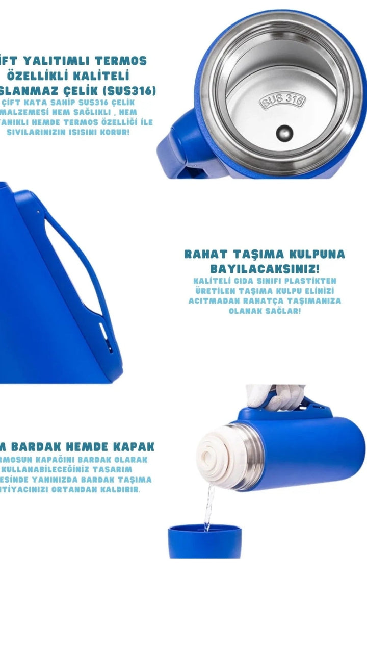 1260ml Fincan-Kapaklı  Paslanmaz Çelik Termos Kamp - Şehir Online Mağazacılık
