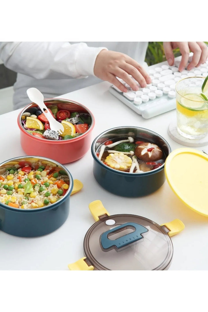 1600ml Yuvarlak Lunchbox Çift Katlı Yemek Kutusu - Şehir Online Mağazacılık