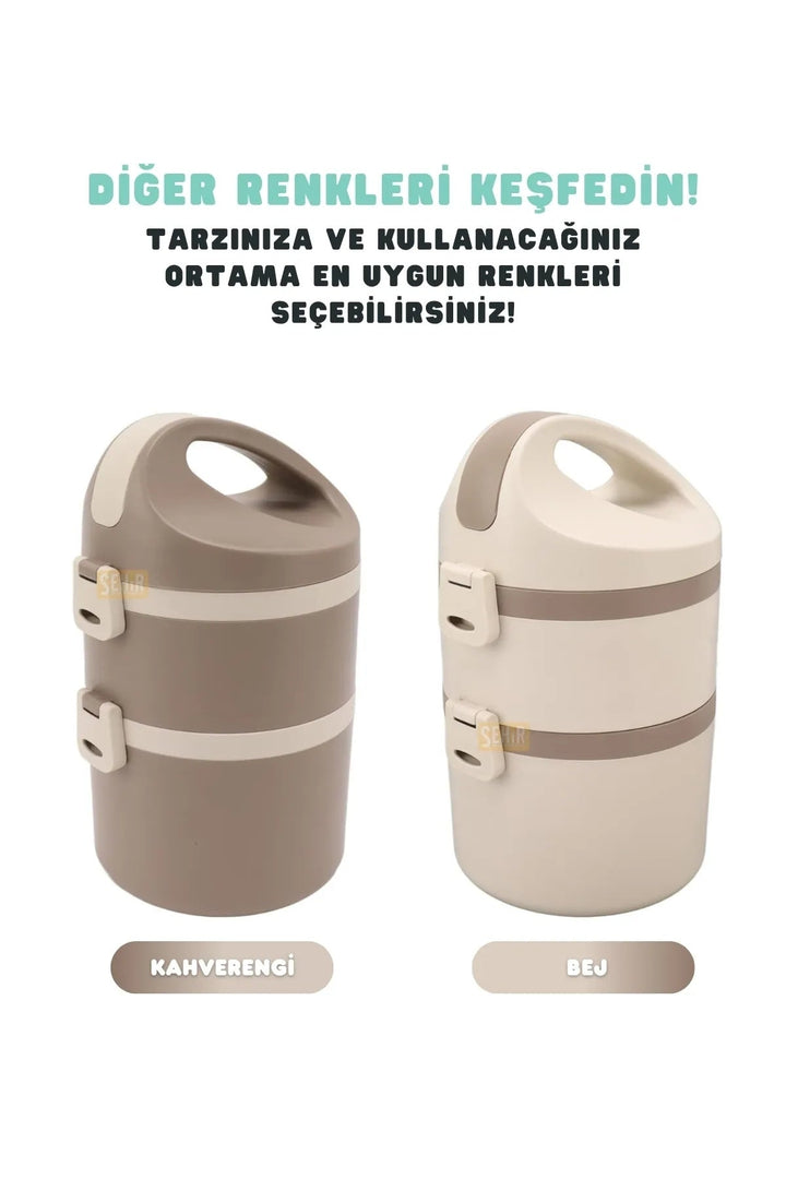 1800ml Lunchbox 2 Katlı Termos Özellikli Yemek Kutusu - Şehir Online Mağazacılık