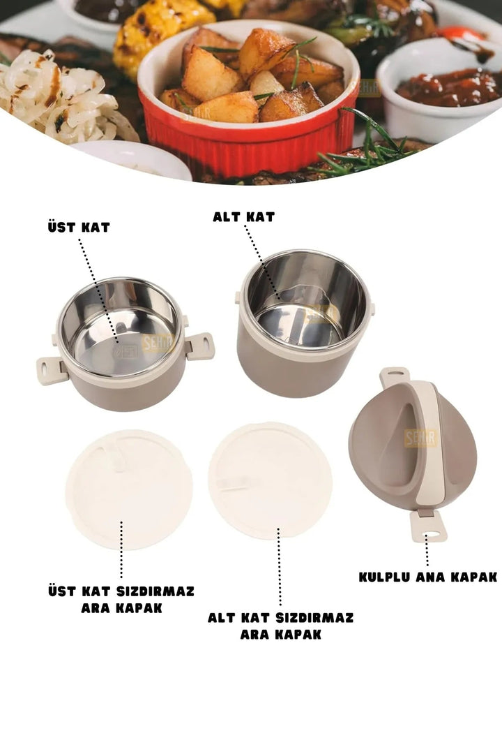 1800ml Lunchbox 2 Katlı Termos Özellikli Yemek Kutusu - Şehir Online Mağazacılık