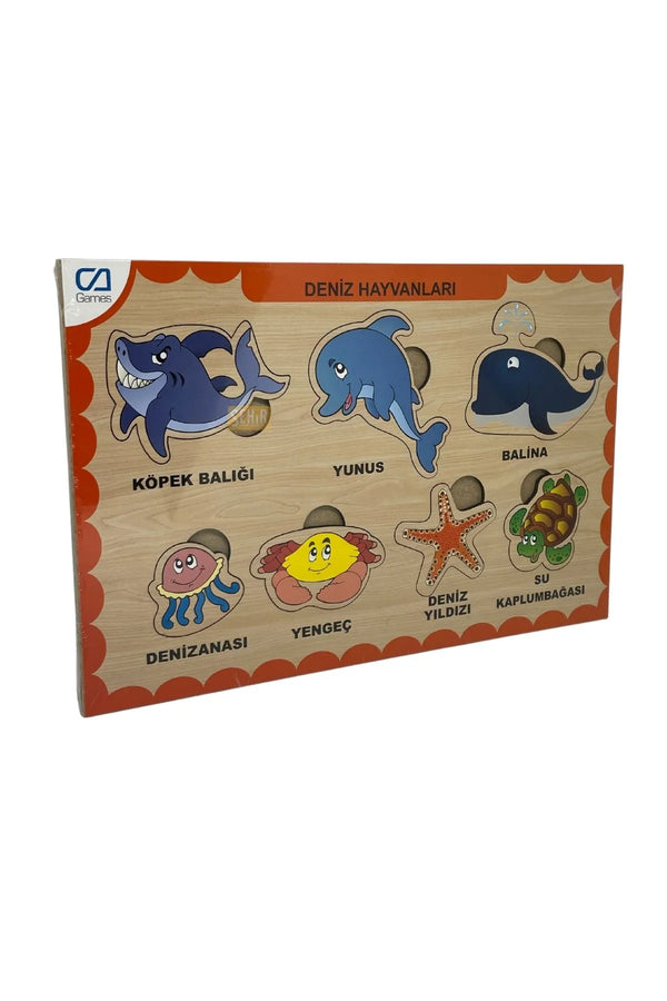 CA Games Deniz Hayvanları 7 Parça 29.5x19.5cm Eğitici-Öğretici Sağlıklı Ahşap Çocuk Puzzle Yapboz Serisi