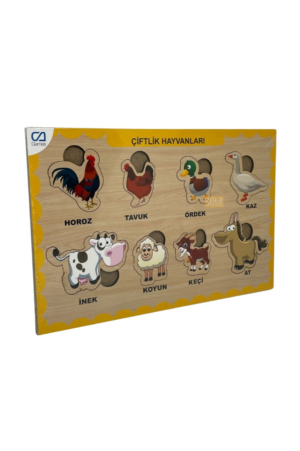 CA Games Çiftlik Hayvanları 8 Parça 29.5x19.5cm Eğitici-Öğretici Sağlıklı Ahşap Çocuk Puzzle Yapboz Serisi