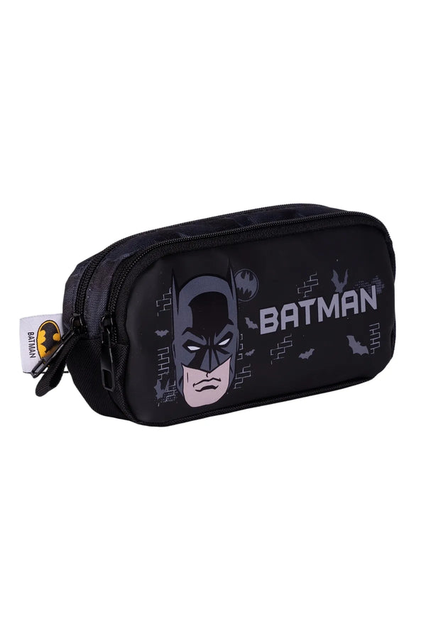 WİGGLE Batman Okul Kalem Kutusu Çift Bölmeli Çocuk Bez Kalem Çantası Siyah