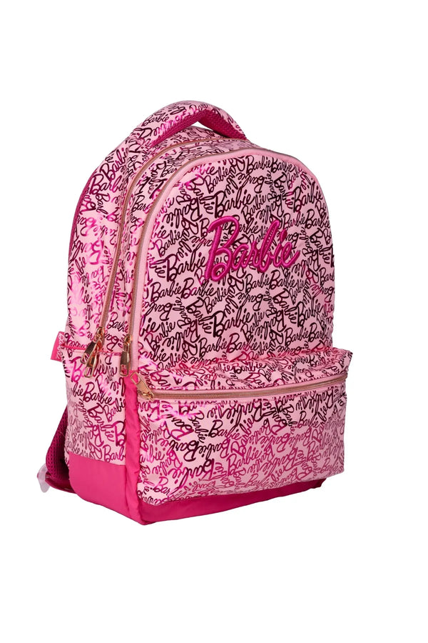 WİGGLE Barbie Büyük Boy 3 Bölmeli Cepli Çocuk Okul Sırt Çantası Pudra Pembe