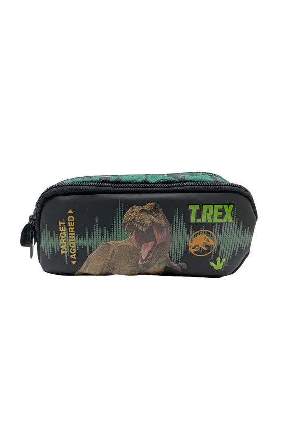 WİGGLE Jurassic World Okul Kalem Kutusu Çift Bölmeli Çocuk Bez Kalem Çantası Siyah