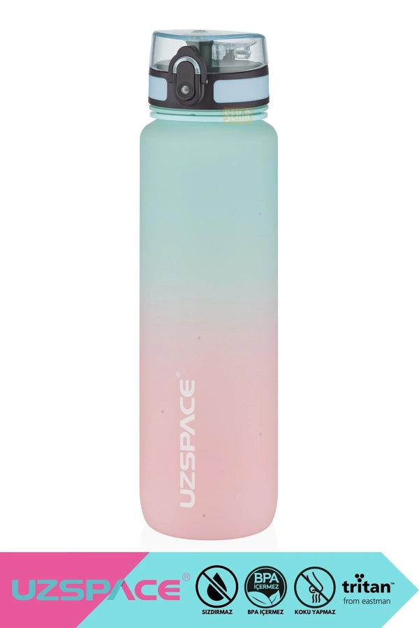 Uzspace 1000ml Yeni Çift Renkli Sızdırmaz BPA İçermez Kilitlenebilir Kapaklı Motivasyonel Tritan Su Matarası