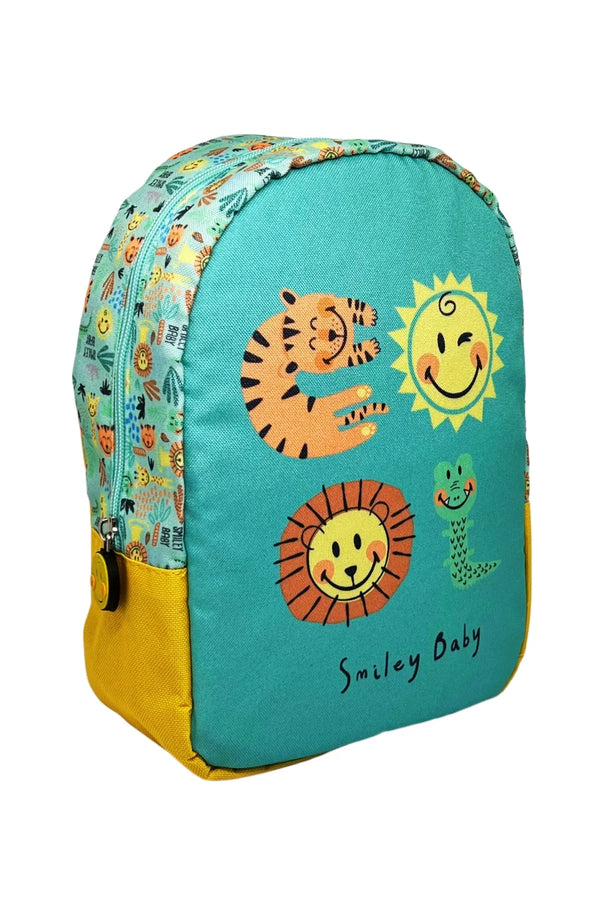 Smiley Baby Lisanslı Sevimli Hayvanlar Desenli Tek Bölmeli Anaokul-Kreş için Polyester Bebek Sırt Çantası