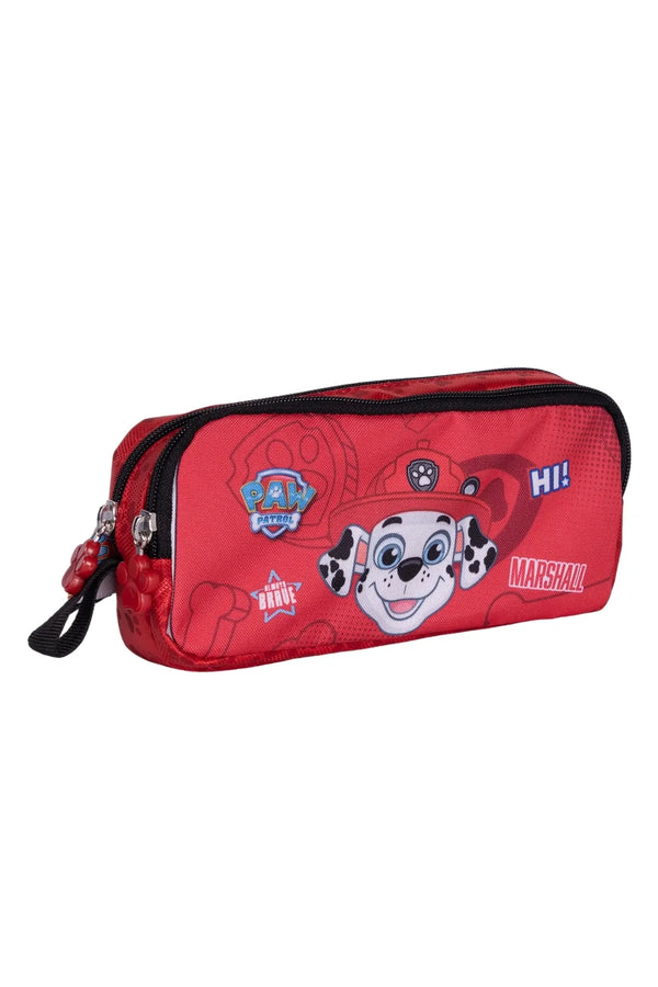 WİGGLE Wiggle Paw Patrol Okul Kalem Kutusu Çift Bölmeli Çocuk Bez Kalem Çantası Kırmızı