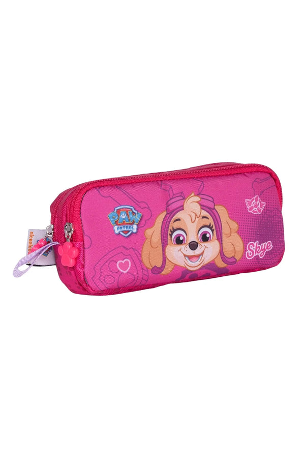 WİGGLE Paw Patrol Okul Kalem Kutusu Çift Bölmeli Çocuk Bez Kalem Çantası Pembe