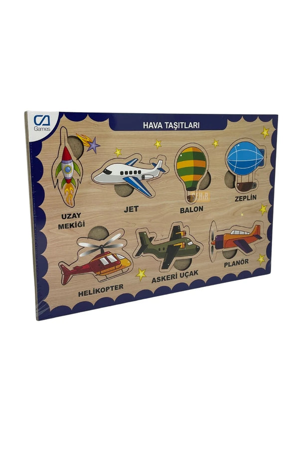 CA Games Hava Taşıtları 7 Parça 29.5x19.5cm Eğitici-Öğretici Sağlıklı Ahşap Çocuk Puzzle Yapboz Serisi