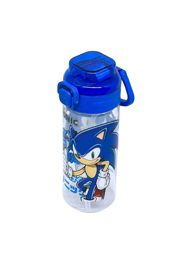 WİGGLE 500ml Sonic the Hedgehog Yumuşak Silikon Pipetli Kulplu Kilitlenebilir Su Matarası