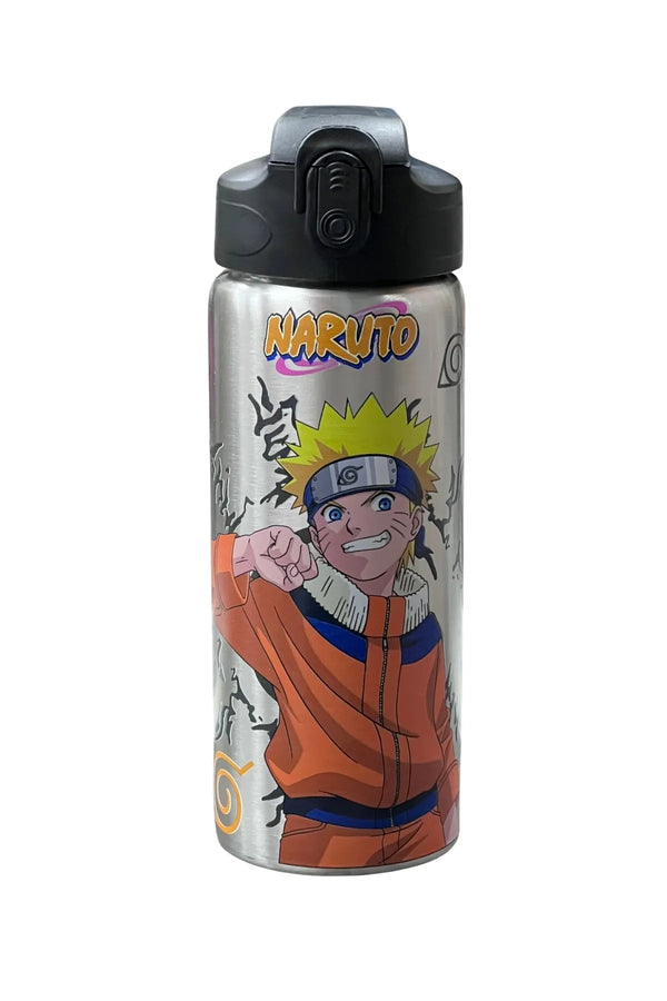 WİGGLE 600ml Naruto Lisanslı Pipetli Kilitlenebilir Kapak Paslanmaz Çelik Termos Matara