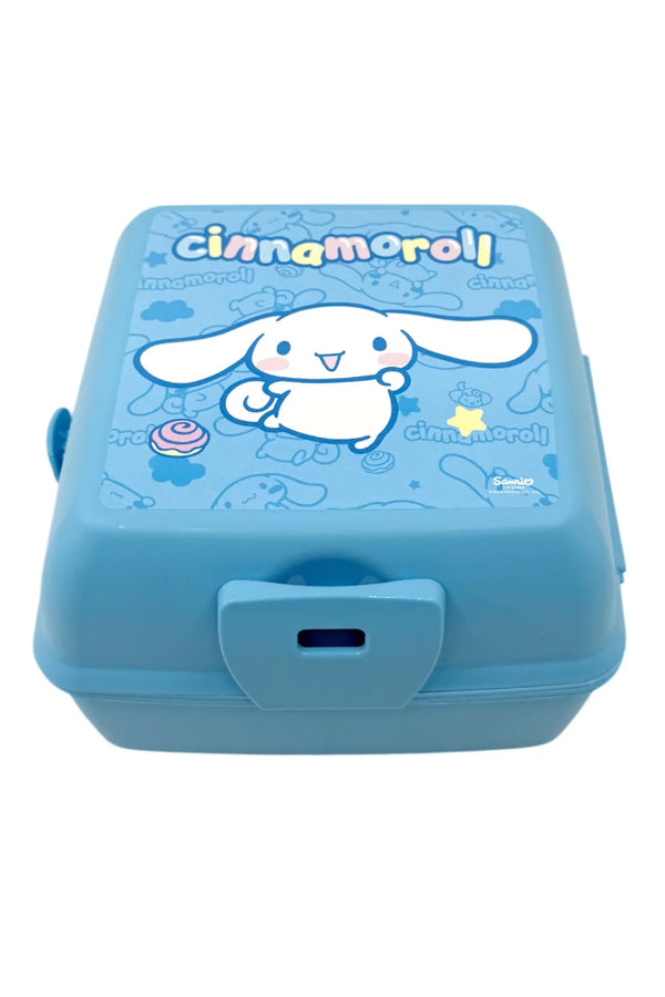 WİGGLE Cinnamoroll Lisanslı 4 Bölmeli Çocuk Beslenme Kutusu - Yemek Saklama Kabı Kaşık ve Çatallı