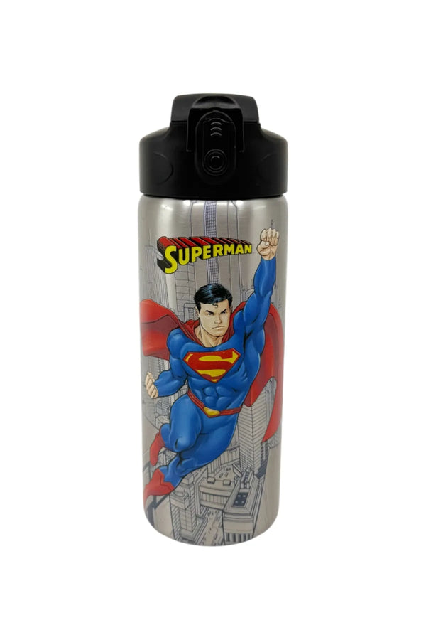 WİGGLE 600ml Superman Lisanslı Pipetli Kilitlenebilir Kapak Paslanmaz Çelik Termos Matara