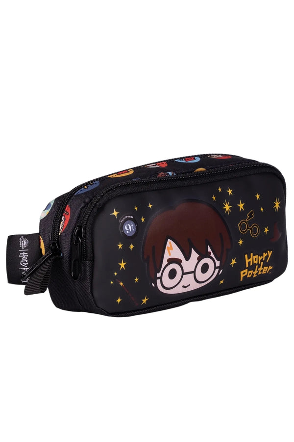 WİGGLE Harry Potter Okul Kalem Kutusu Çift Bölmeli Çocuk Bez Kalem Çantası Siyah