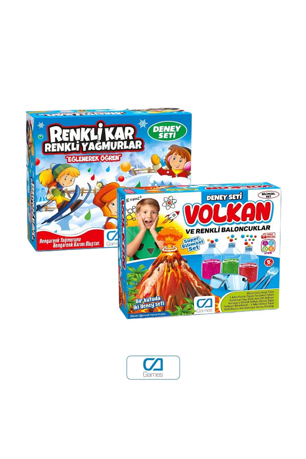 CA Games (2'Li Set) Volkan -Renkli Kar Renkli Yağmur +3 Çocuklar için Eğlenceli Eğitici Bilimsel Deney Seti