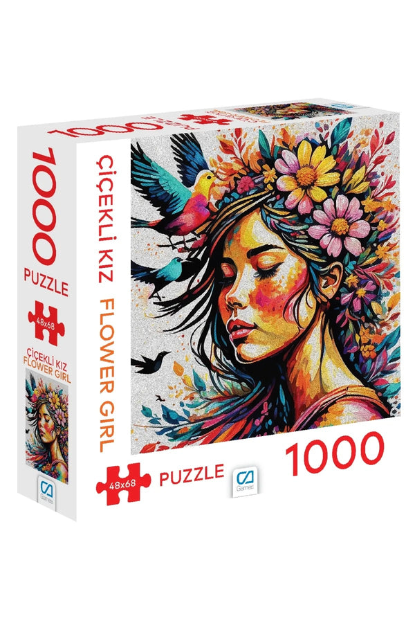 CA Games Çiçekli Kız 1000 Parça 2,2mm Kalınlık 48x68cm Profesyonel Hobi Puzzle Yapboz Serisi