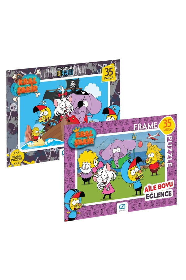 CA Games (2'Li Set) CA Games Kral Şakir Lisanslı 35 Parça Çerçeveli 34x24cm Çocuk Puzzle Yapboz Serisi
