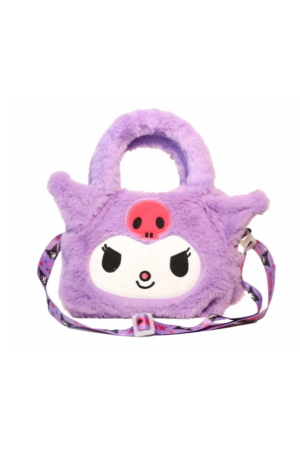 kuromi Wiggle Kuromi Yumuşak Peluş Tüylü Tek Bölmeli Fermuarlı Küçük Omuz Askılı Çocuk El Çantası