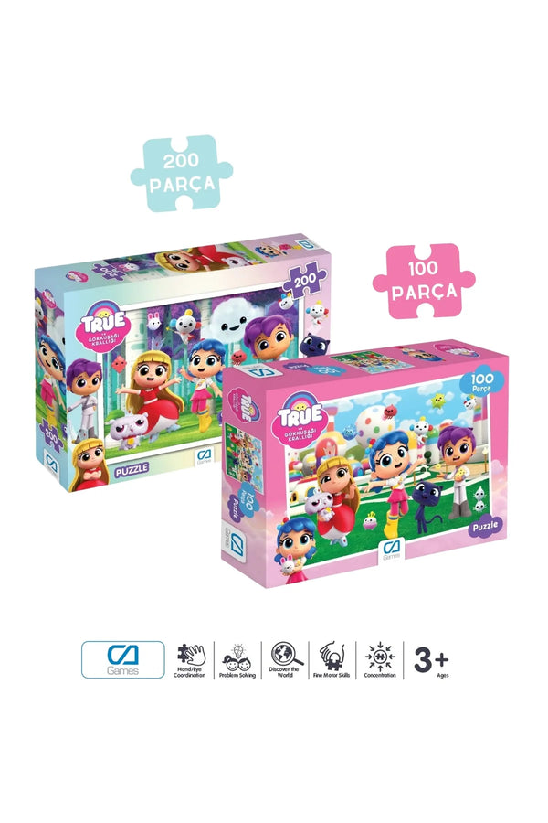 CA Games (2'Lİ SET) True Lisanslı 200 - 100 Parça Çocuk Puzzle Yapboz Serisi