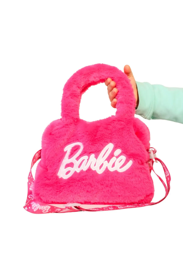 Barbie Yumuşak El Çantası 3020 Peluş Tüylü Tek Bölmeli Fermuarlı Küçük Omuz Askılı Çocuk El Çantası