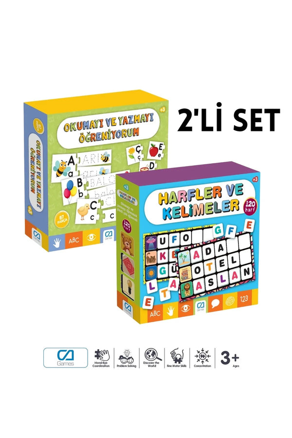 CA Games (2'Li Set) Harfler Ve Kelimeler - Okuma Ve Yazma 3+ Yaş için Görselli Eğitici Eşleştirme