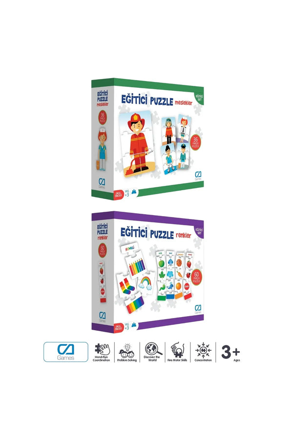 CA Games (2'Li SET) Meslekler VE Renkler 36*2 Parça Eğitici Çocuk Puzzle Yapboz Seti