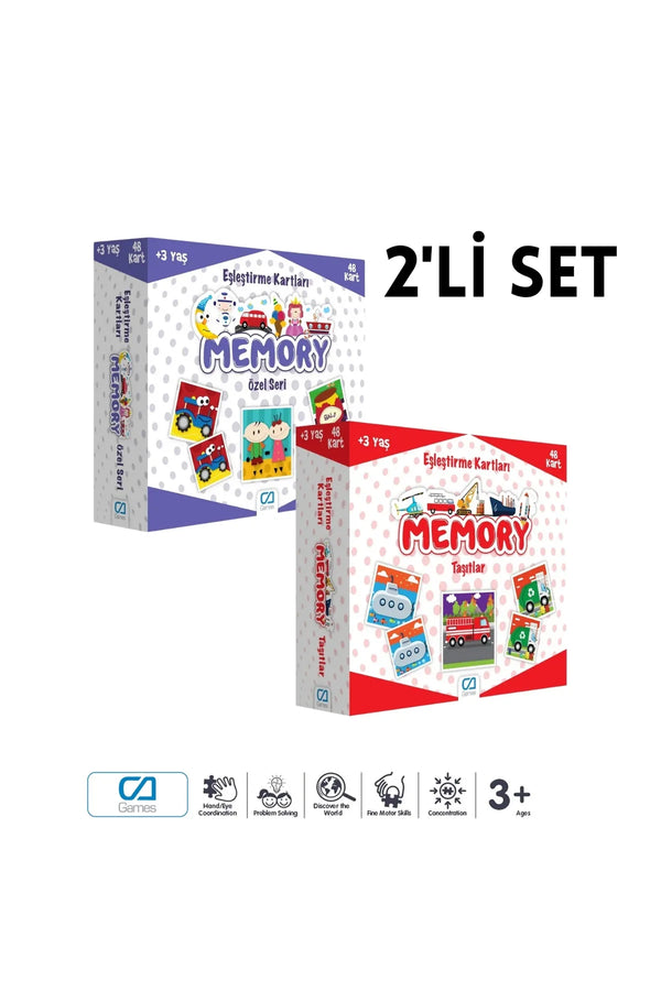 CA Games (2'Li SET) Özel Seri - Taşıtlar Eğitici Memory Çocuk Eşleştirme Hafıza Oyun Kartları