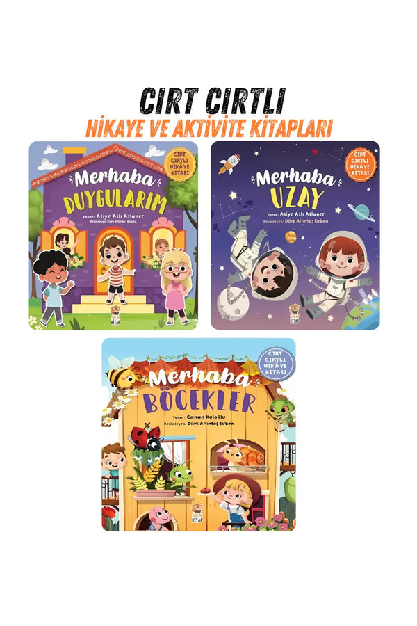 Sincap Kitap Merhaba Uzay-Böcekler-Duygularım 3 Kitap 1 Arada Set Hikaye ve Aktivite Kitapları 0-6 Yaş