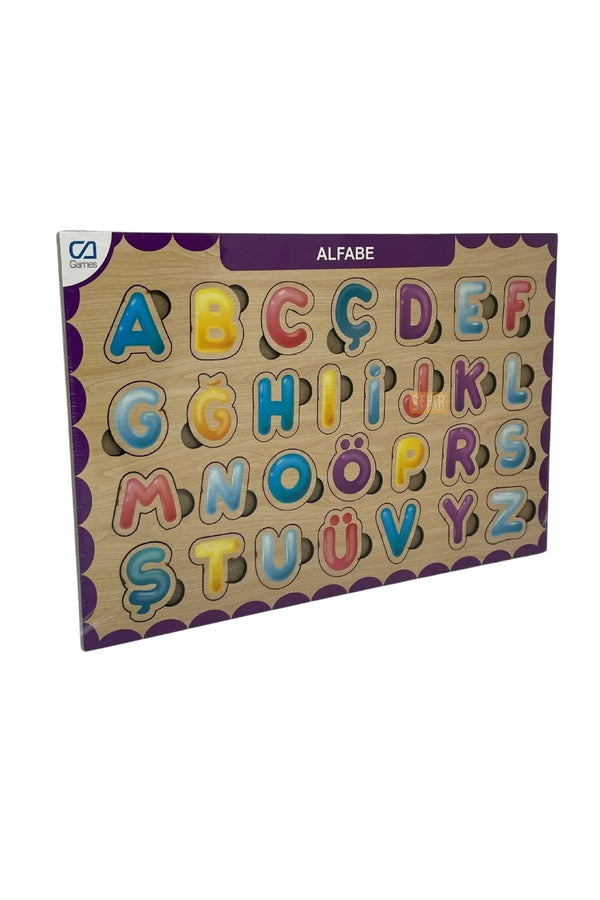 CA Games Alfabe Harfler 29 Parça 29.5x19.5cm Eğitici-Öğretici Sağlıklı Ahşap Çocuk Puzzle Yapboz Serisi