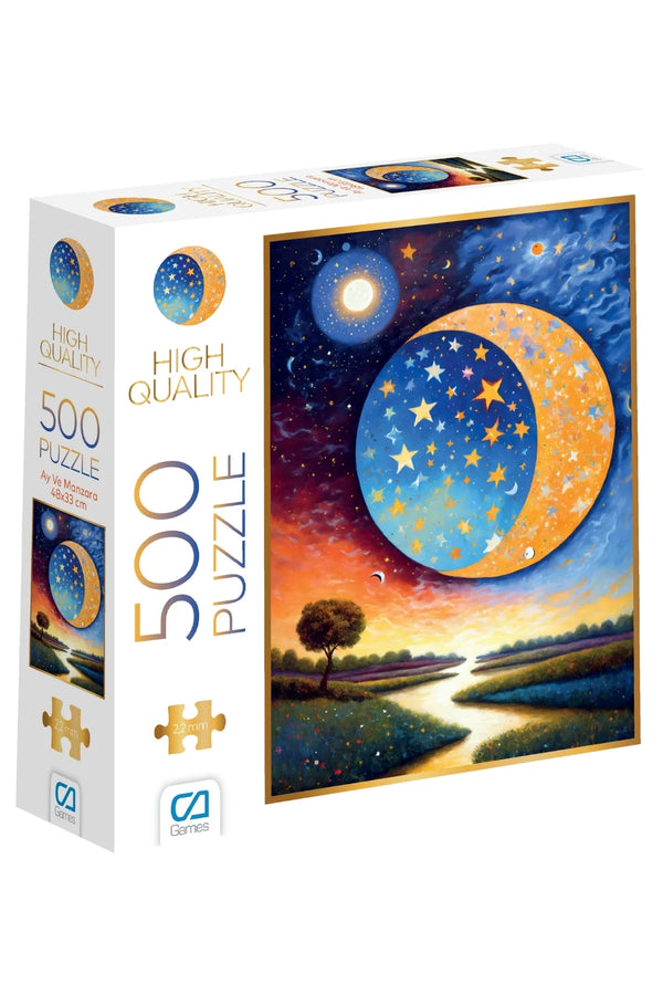 CA Games Ay Ve Manzara 500 Parça 2,2mm Kalınlık 33x48cm Profesyonel Hobi Puzzle Yapboz Serisi