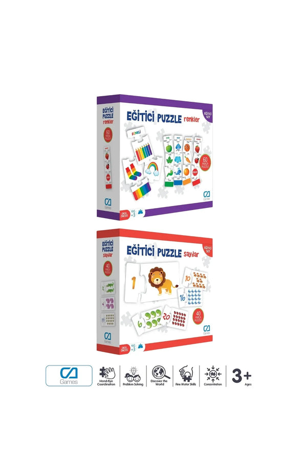 CA Games (2'Li SET) Renkler Ve Sayılar 36*2 Parça Eğitici Çocuk Puzzle Yapboz Seti