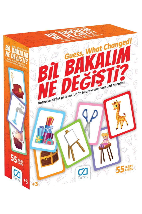 CA Games Bil Bakalım Ne Değişti 55 Kartlı Çok Oyunculu Eğitici Çocuk Hafıza ve Dikkat Oyun Kartları