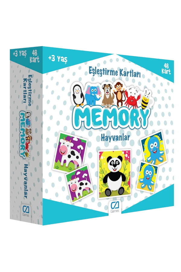 CA Games Hayvanlar Temalı 48 kartlı Eğitici Memory Çocuk Eşleştirme Hafıza Oyun Kartları