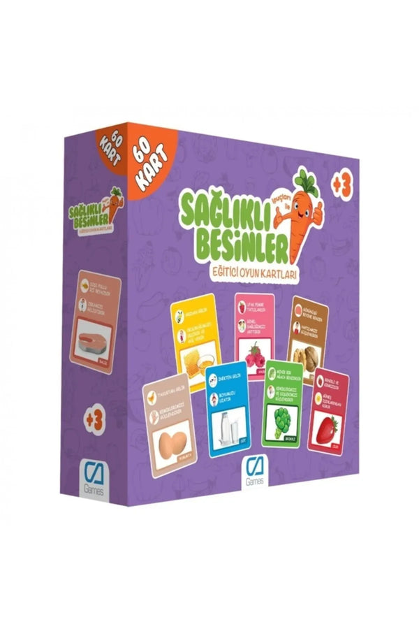 CA Games Sağlıklı Besinler 60 Kartlı Türkçe-İngilizce Destekli İpuçlu Eğitici Çocuk Oyun Kartları
