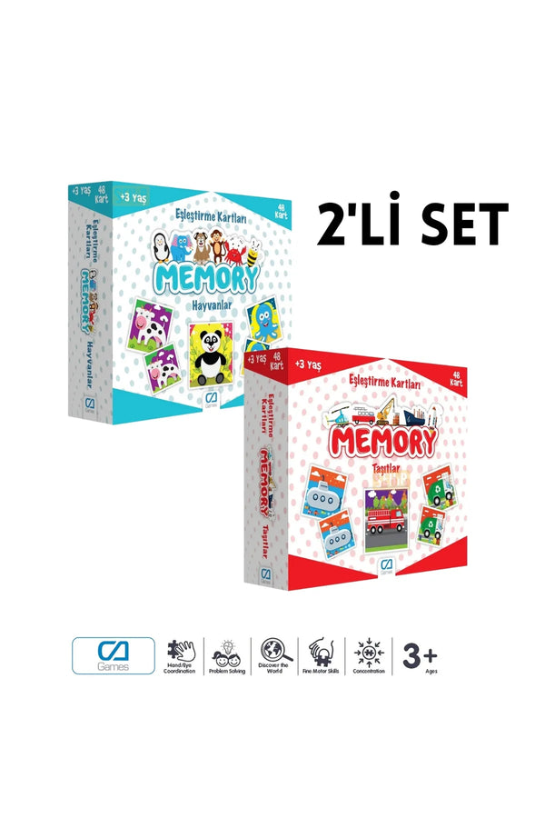 CA Games (2'Li SET) Hayvanlar-Taşıtlar Eğitici Memory Çocuk Eşleştirme Hafıza Oyun Kartları