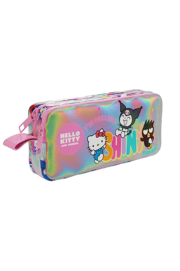 WİGGLE Hello Kitty-Kuromi & Friends Lisanslı Parlak Okul Kalem Kutusu Çift Bölmeli Çocuk Kalem Çantası