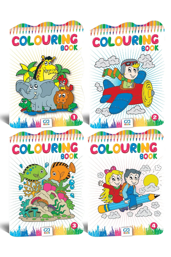 CA Games 4'lü Colouring Book Çocuklar için 19x26cm Karton Kapak 16 Yaprak 32 Resimli Boyama Kitabı