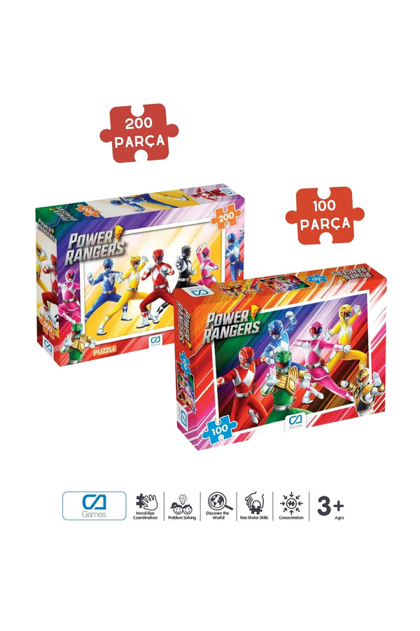 CA Games (2'Lİ SET) PowerRangers Lisanslı 200+100 Parça Çocuk Puzzle Yapboz Serisi