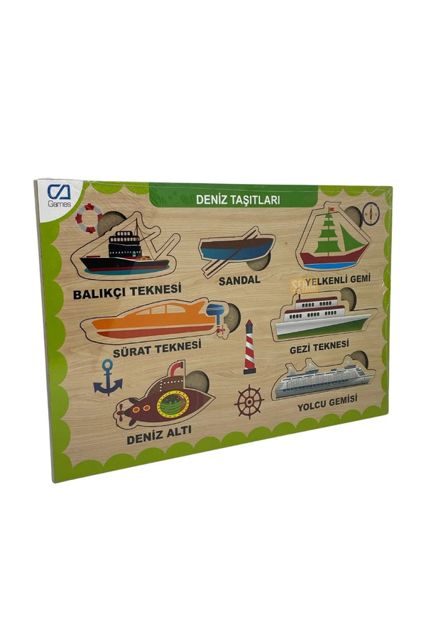 CA Games Deniz Taşıtları 7 Parça 29.5x19.5cm Eğitici-Öğretici Sağlıklı Ahşap Çocuk Puzzle Yapboz Serisi