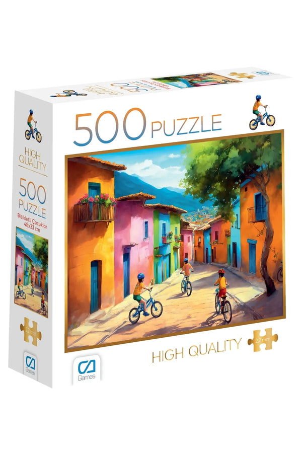CA Games Bisikletli Çocuklar 500 Parça 2,2mm Kalınlık 33x48cm Profesyonel Hobi Puzzle Yapboz Serisi