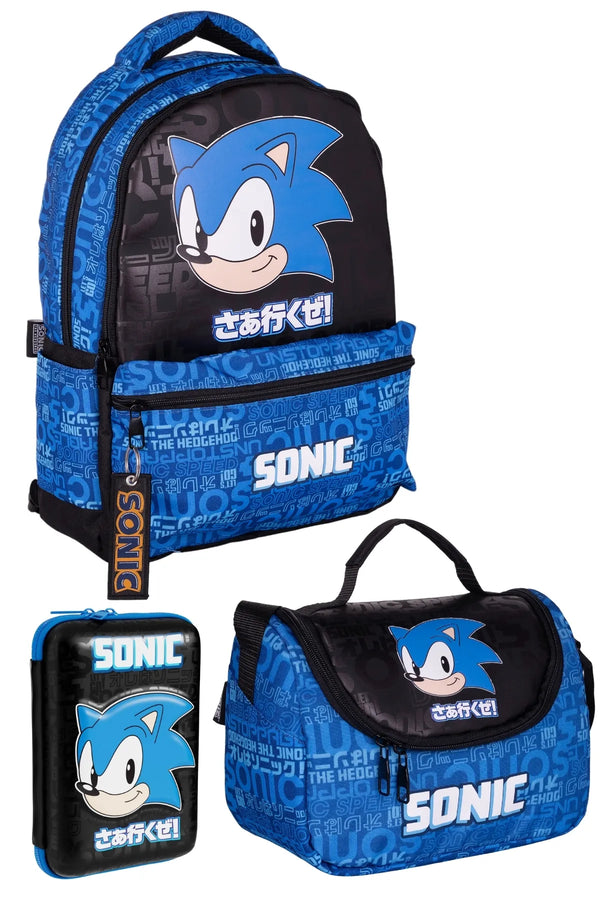 WİGGLE Sonic The Hedgehog Lisanslı Premium 3'lü Okul Seti Sırt Çantası-Beslenme Çantası-Kalemlik