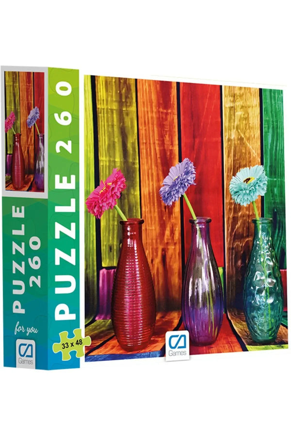 CA Games Çiçekler Ve Vazo 260 Parça 33x48cm Çocuk Ve Yetişkin Için Hobi Puzzle Yapboz Serisi