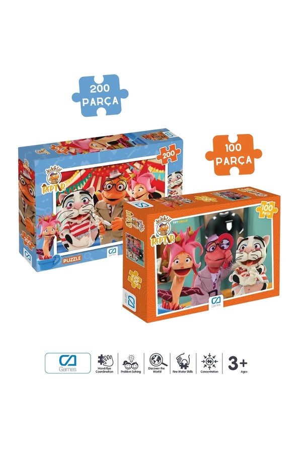 CA Games (2'Lİ SET) Dedektif Reptır Lisanslı 200 - 100 Parça Çocuk Puzzle Yapboz Serisi