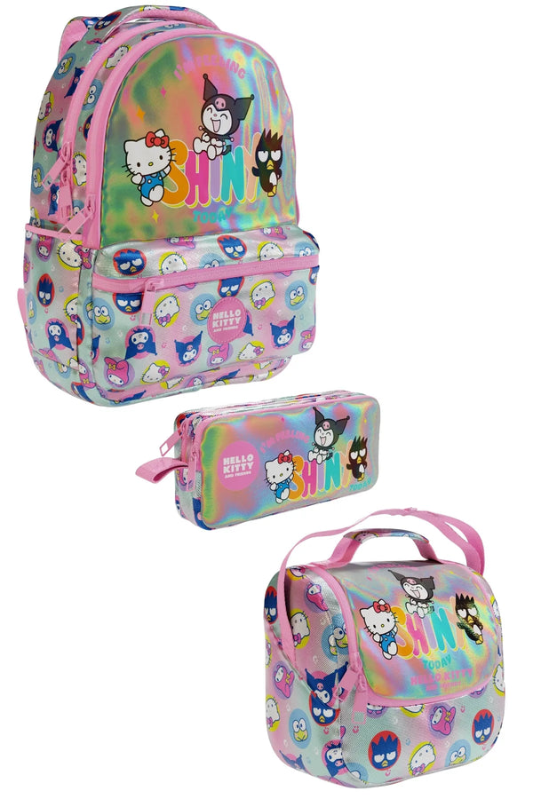 WİGGLE Hello Kitty-Kuromi & Friends Lisanslı Premium 3'lü Okul Seti Sırt Çantası-Beslenme Çantası-Kalemlik