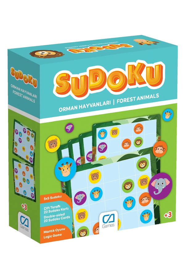 CA Games Sudoku Orman Hayvanları 5x5 20Adet Çift Taraflı Kart 3+Yaş Çocuklar için Mantık Zeka Oyunu