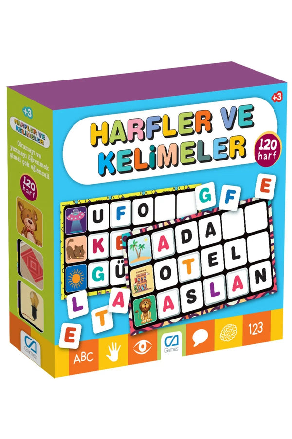 CA Games Harfler ve Kelimeler 3+ Yaş Çocukları için 120 Harfli Görselli Eğitici Eşleştirme Oyunu